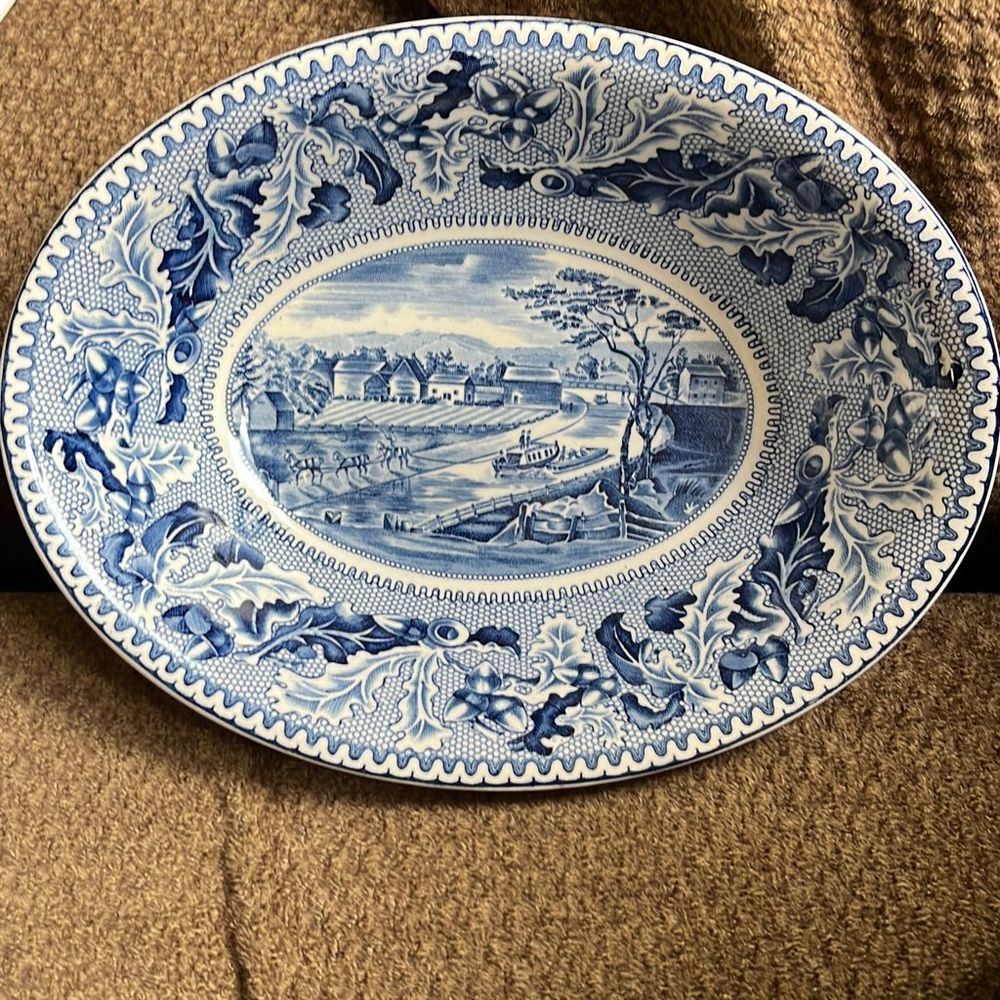 Vintage Johnson Bros Tow Path Erie Canal Historic America Serving Bowl